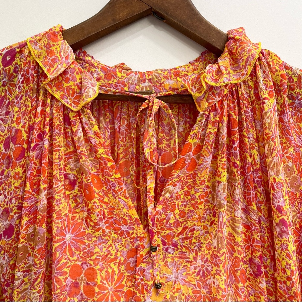 Free People Orange Floral Tiered Maxi Dress - Picture 6 of 12
